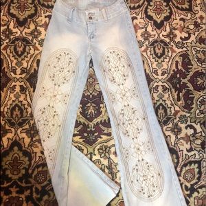 White Washed Boho Jeans w/ Metal Detail